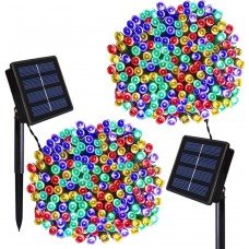 Solar Christmas Lights, 2 Packs 200 LED 72ft 8 Modes Solar String Lights, Waterproof Solar Fairy Lights for Xmas Tree, Garden, Patio, Wedding, Party, Outdoor Christmas Decorations (Multicolor)